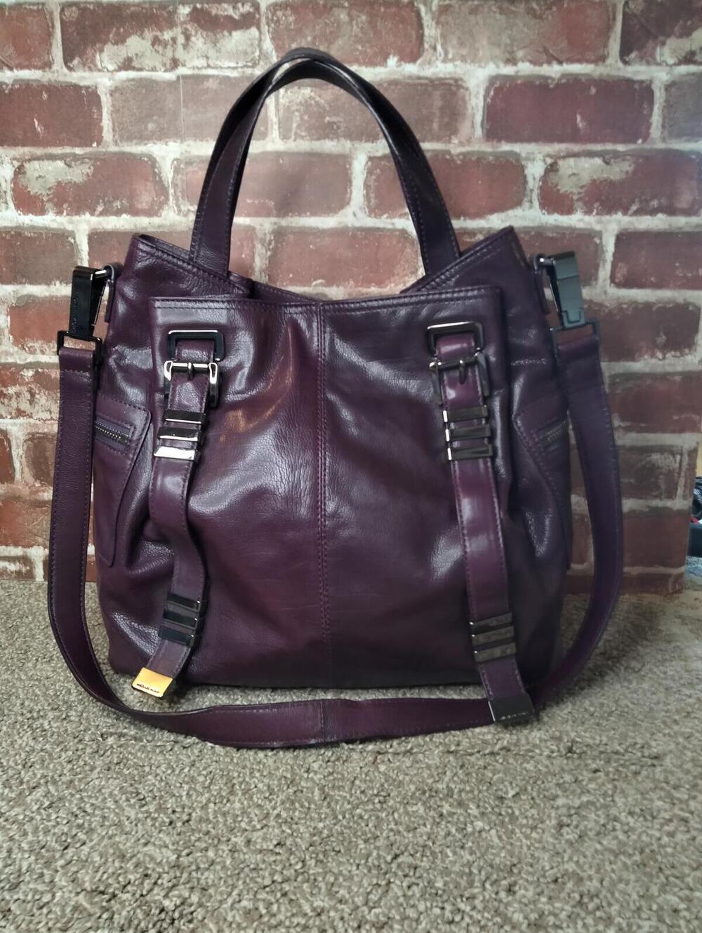 Michael Kors Darrington Shoulder Bag Large Leather Tote Plum - Picture 6 of 9